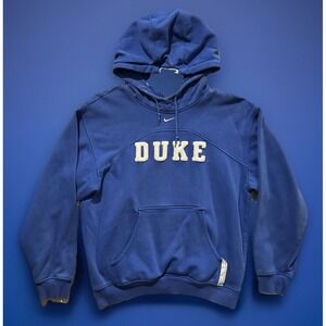 VTG Duke Blue Devils Nike Team Hoodie Sweatshirt Sz S Blue Center Swoosh Check